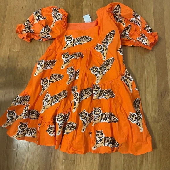 QUEEN OF SPARKLES Orange Sequin Tiger Dress - Picture 3 of 3